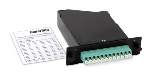 Hyperline Волоконно-оптическая кассета 1xMTP (папа), 120x32 мм, 12LC адаптеров (цвет aqua), 12 волокон, OM3