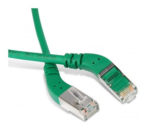 Hyperline Патч-корд F/UTP угловой, экранированный, левый 45°-левый 45°, Cat.6 (100% Fluke Component Tested), LSZH, 1 м, зеленый