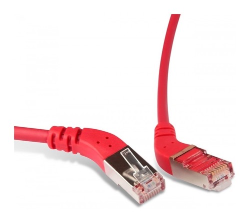 Hyperline Патч-корд F/UTP угловой, экранированный, правый 45°-правый 45°, Cat.6 (100% Fluke Component Tested), LSZH, 1 м, красный