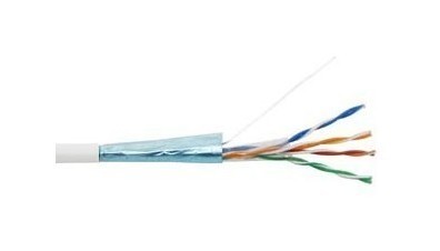 Hyperline (305 м) Кабель витая пара, экранированная F/UTP, категория 5e, 4 пары (24 AWG), одножильный (solid), экран - фольга, PVC, –20°C – +75°C, белый - гарантия: 15 лет компонентная; 25 лет системная