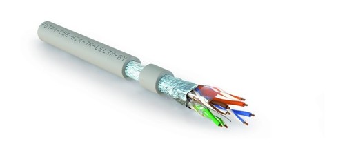 Hyperline (305 м) Кабель витая пара F/UTP, категория 5e, 4 пары (24 AWG), одножильный (solid), экран - фольга, нг(А)-LSLTx, внутренний, серый