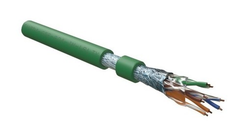 Hyperline (305 м) Кабель витая пара F/UTP, категория 5e, 4 пары (24 AWG), одножильный (solid), экран - фольга, нг(А)-LSLTx, внутренний, зеленый