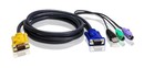 ATEN Шнур, мон+клав+мышь USB/PS2, SPHD=>HD DB15+USB A-Тип+2x6MINI-DIN, Male-4xMale, 8+8 проводов, опрессованный, 3 метр., черный