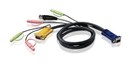ATEN Шнур, мон+клав+мышь USB+аудио, SPHD15+2xminiJack(3,5мм)=>HD DB15+USB A-Тип+2xminiJack(3,5мм), Male, 8+4+2x2 проводов, опрессованный, 1.8 метр., черный