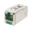 PANDUIT Улучшенный универсальный модуль Mini-Com® с ключом для предотвращения несанкц. подкл., медный, экранированный, категория 6A, 8-позиционный, 8-проводной (8P8C), Т568А/В, тип Giga-TX™, зеленый