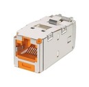 PANDUIT Улучшенный универсальный модуль Mini-Com® с ключом для предотвращения несанкц. подкл., медный, экранированный, категория 6A, 8-позиционный, 8-проводной (8P8C), Т568А/В, тип Giga-TX™, оранжевый