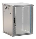 Hyperline Шкаф настенный 19-дюймовый (19"), 22U, 1086x600х450мм, стеклянная дверь с перфорацией по бокам, ручка с замком, цвет серый (RAL 7035) (разобранный)