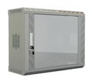 Hyperline Шкаф настенный 19-дюймовый (19"), 15U, 740х600х250, со стеклянной дверью, несъемные боковые панели, цвет серый (RAL 7035) (собранный)