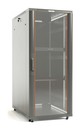 Hyperline Шкаф напольный 19-дюймовый, 42U, 2055x800х1200 мм (ВхШхГ), передняя стеклянная дверь со стальными перфорированными боковинами, задняя дверь сплошная, ручка с замком, крыша нового типа, цвет серый (RAL 7035), (разобранный)