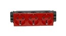 LEGRAND 77623 Модуль розетки 3х2К+3, 6М, немецкий стандарт (Schuko), проходной (в короб), с механической блокировкой, красный, Mosaic