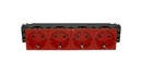 LEGRAND 77614 Модуль розетки 4х2К+3, 8М, немецкий стандарт (Schuko), проходной (в короб), красный, Mosaic