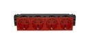 LEGRAND 77624 Модуль розетки 4х2К+3, 8М, немецкий стандарт (Schuko), проходной (в короб), с механической блокировкой, красный, Mosaic
