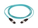 PANDUIT Патч-корд волоконно-оптический MTP(мама) – MTP(мама) на ленточном многомодовом кабеле 50/125 (OM3) 10GbE, 12 волокон, LSZH, 2 м, аква