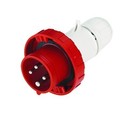DKC / ДКС Вилка кабельная прямая, винтовой зажим, 63A, 3P+E, IP67, для сечения кабеля 6,0-16,0мм2, 400В, цвет красный
