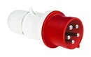 DKC / ДКС Вилка кабельная прямая, винтовой зажим, 16А, 3P+N+E, IP44, 6ч, для сечения кабеля 1,0-2,5мм2, 400В, цвет красный