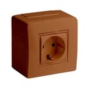 DKC / ДКС In-liner Classic Коробка в сборе розеткой 2К+З со шторками, 16А, цвет коричневый