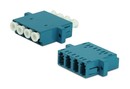 Hyperline Оптический проходной адаптер LC-LC, SM, quadro, 4 волокна, корпус пластиковый, синий, белые колпачки