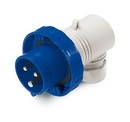 DKC / ДКС Вилка кабельная угловая, винтовой зажим, 16A, 2P+E, IP67, для сечения кабеля 1,5-2,5мм2, 230В, цвет синий