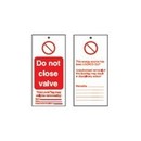 BRADY Предупреждающая бирка, легенда "Do not close valve", 75*160 мм, 10 шт"