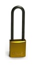BRADY Алюминиевые замки, высота дужки 75 мм, диаметр дужки 6,5 мм, цвет - желтый, 2 ключа, устойчив к высокой температуре (6 шт/к-т)