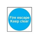 BRADY Уведомление при пожаре, белый на синем, легенда "Fire escape Keep clear", 200*200 мм, самоклеящийся винил, 1 шт"