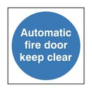 BRADY Уведомление при пожаре, белый на синем, легенда "Automatic fire door Keep clear", 100*100 мм, самоклеящийся винил, 1 шт"