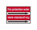 BRADY Стрелка для маркировки трубопровода, легенда "Fire Protection Water", белый на красном, 52*402мм, для трубы диаметром 83-115мм, высота букв 25 мм, 2 стрелки на листе, B-7529(ламинированный полиэстер)"