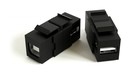 Hyperline Вставка формата Keystone Jack с проходным адаптером USB 2.0 (Type A-B), ROHS, черная