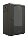 Hyperline Шкаф настенный 10'', 6U, 366,5х390х300, уст. размер 254 мм, со стеклянной дверью, открывающиеся стенки, возможность установки вентилятора, цвет черный (RAL 9004) (собранный)