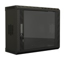 Hyperline Шкаф настенный 19-дюймовый (19"), 12U, 650х600х250, со стеклянной дверью, несъемные боковые панели, цвет черный (RAL 9004) (собранный)