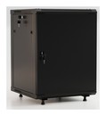 Hyperline Шкаф настенный 19-дюймовый (19"), 18U, 920x600х450мм, металлическая передняя дверь с замком, две боковые панели, с возможностью установки на ножки (в комплекте), цвет черный (RAL 9004) (разобранный)