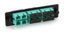 Hyperline Панель для FO-19BX с 6 SC (duplex) адаптерами, 12 волокон, многомод OM3/OM4, 120x32 мм, адаптеры цвета аква (aqua)