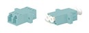 Hyperline Оптический проходной адаптер LC-LC, MM (OM3), duplex, корпус пластиковый, голубой (aqua), белые колпачки