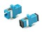 Hyperline Оптический проходной адаптер SC-SC, SM, simplex, корпус пластиковый, синий, черные колпачки